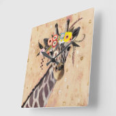 Klimt Giraffe | Bodemteelt Vierkante Klok (Hoek)
