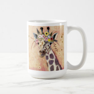 Klimt Giraffe   In bloemen toegevoegd Koffiemok