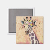 Klimt Giraffe | In bloemen toegevoegd Magneet (Voorkant / Achterkant)
