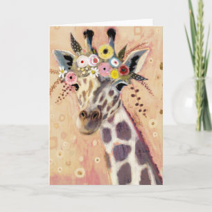 Klimt Giraffe In bloemen verrijkt Kaart