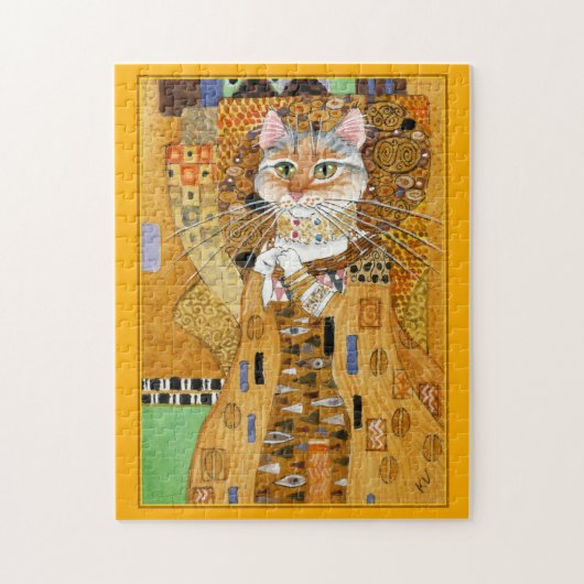 Klimt Gold Cat spoof puzzel (Verticaal)