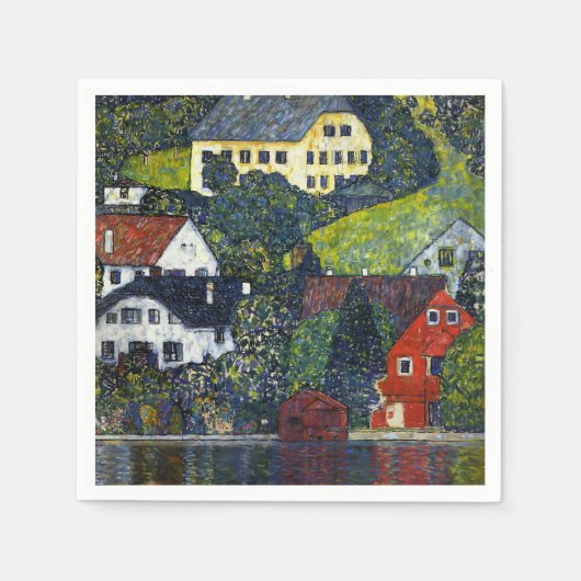 Klimt Huizen bij Unterach am Attersee Landschap Servet (Voorkant)