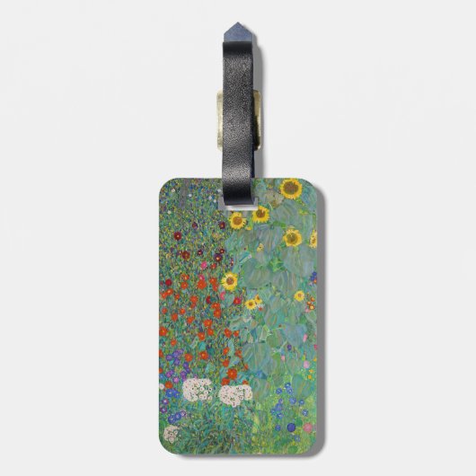 Klimt - Landtuin met zonnebloemen - QR-code Bagagelabel (Achterkant verticaal)