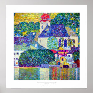 Klimt St Wolfgang kerk in Unterach op meer Atter Poster