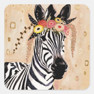 Klimt Zebra Bodemteelt Vierkante Sticker