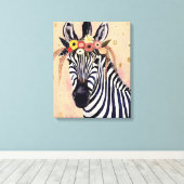 Klimt Zebra | In bloemen toegevoegd Canvas Afdruk (Insitu (Houten vloer))