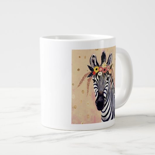 Klimt Zebra | In bloemen toegevoegd Extra Grote Beker (Voorkant rechts)