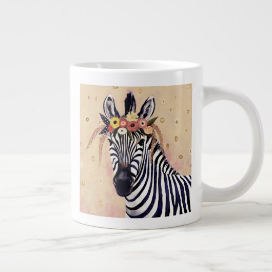 Klimt Zebra | In bloemen toegevoegd Extra Grote Beker (Rechts)