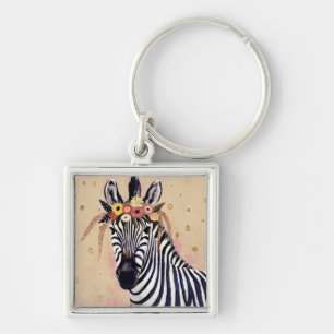 Klimt Zebra In bloemen toegevoegd Sleutelhanger