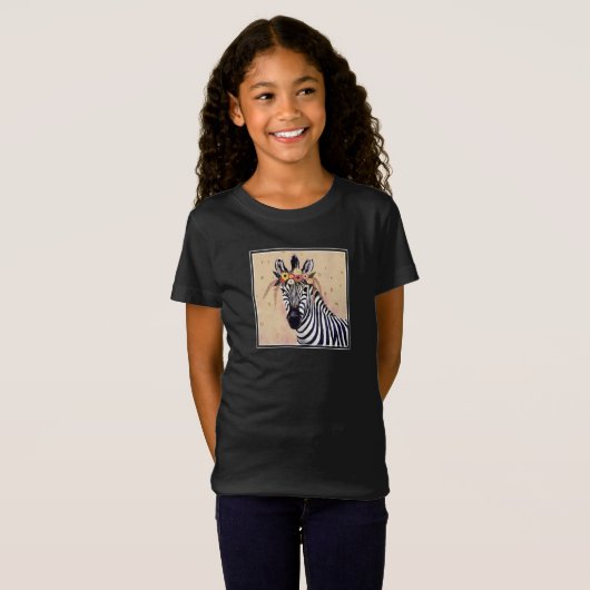 Klimt Zebra | In bloemen toegevoegd T-shirt (Voorkant volledig)