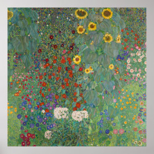 Klimt's Boerderijtuin met Zonnebloemen Poster