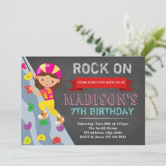 Klimuitnodiging voor Girl rock Kaart (Staand voorkant)