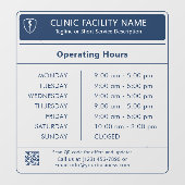 Kliniek Openingstijden Navy Blauwe Raamfolie Raamsticker (Vel)