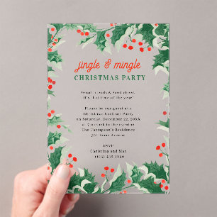Klink en meng feestelijke Kerstparty Acryl Uitnodigingen