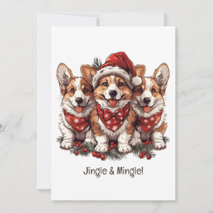 Klink en meng kerst Welsh Corgi Puppies Kaart