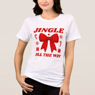 Klink helemaal de weg Rood geruit lint Retro Kerst Tri-Blend Shirt