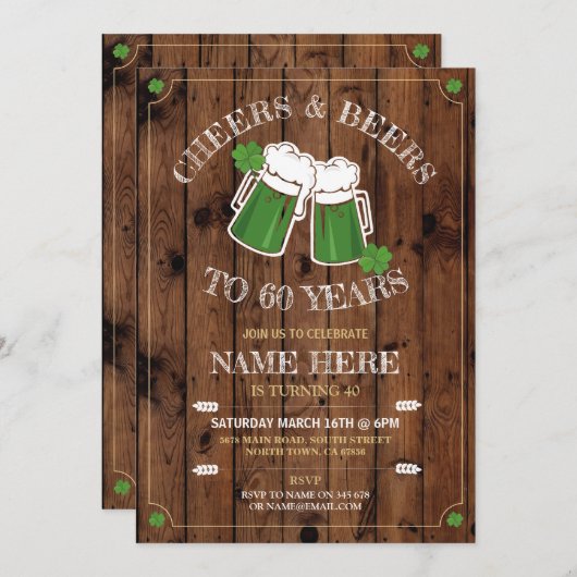 Klinkende Bier Verjaardagsfeest St Patricks Day Ho Kaart (Voorkant / Achterkant)