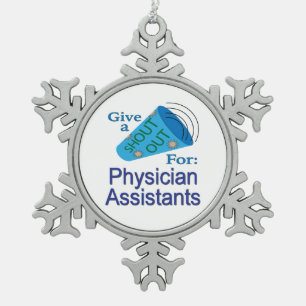 Klinkende taal voor physician assistants tin sneeuwvlok ornament