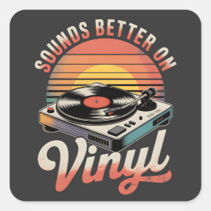 Klinkt beter op vinyl vierkante sticker