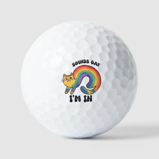 Klinkt gay, ik ben in - Rainbow Cat LGBTQ Pride Golfballen (Voorkant)