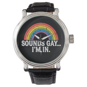Klinkt gay Ik ben in Rainbow LGBTQ  Retro Horloge