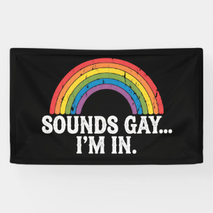 Klinkt gay Ik ben in Rainbow LGBTQ  Retro Spandoek