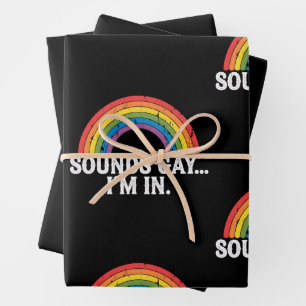Klinkt Gay Ik Ben In Regenboog LGBTQ Vintage Retro Inpakpapier Vel