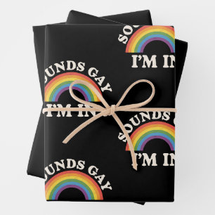 Klinkt Gay, ik doe mee Funny LGBTQ Proud Regenboog Inpakpapier Vel
