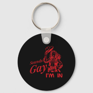 Klinkt Gay in Cowgirl Vintage LGBTQ Pride Lesbienn Sleutelhanger