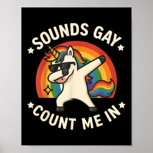 Klinkt gay tel me in eenhoorn dabbing lgbt trots poster