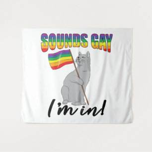 Klinkt goed dat ik in de kat zit wandkleed
