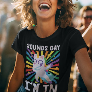Klinkt homo Ik ben in LGBT-regenboogeenhoorn T-shirt