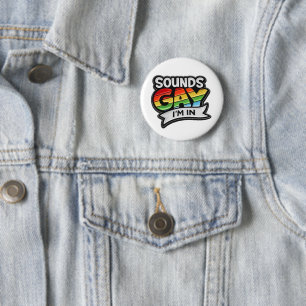 Klinkt Homofiel, Ik Doe Mee in Regenboog Pride Ron Ronde Button 5,7 Cm