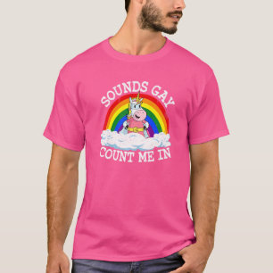 Klinkt homo's tellen me in Unicorn regenboogvlag l T-shirt