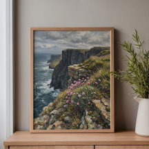 Klippen van Moher Zee Pinks Thrift Kunst