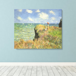 Klippenwandeling bij Pourville van Claude Monet Canvas Afdruk