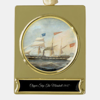 Klipperschepen de Marshall 1847 Verguld Banner Ornament