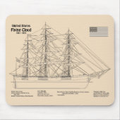 Klipperschip Flying Cloud - Scheepsblauwdruk SD Muismat (Voorkant)