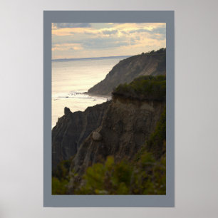Klipzijdige Zonsondergang Waterlandschap Foto Post Poster
