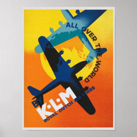 KLM Over de hele wereld - Vintage poster 1930 (Voorkant)