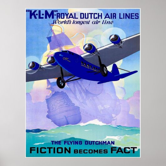KLM Vintage Travel Adverteren Poster (Voorkant)