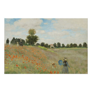 Klodde Monet Het klaprozenveld bij Argenteuil Kuns Perfect Poster
