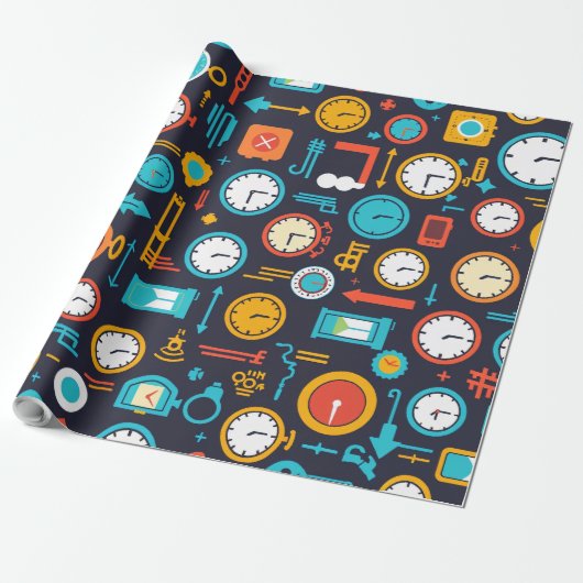 klok cadeaupapier (Uitgerold)