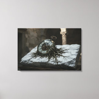 Klok die wortels laat groeien canvas afdruk
