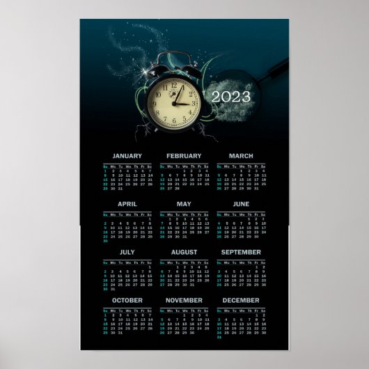 Klok elegante Kalender 2023 als Poster (Voorkant)