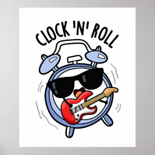 Klok en rol grappige rock woordspeling poster