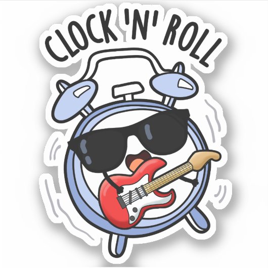 Klok en rol grappige rock woordspeling sticker (Voorkant)