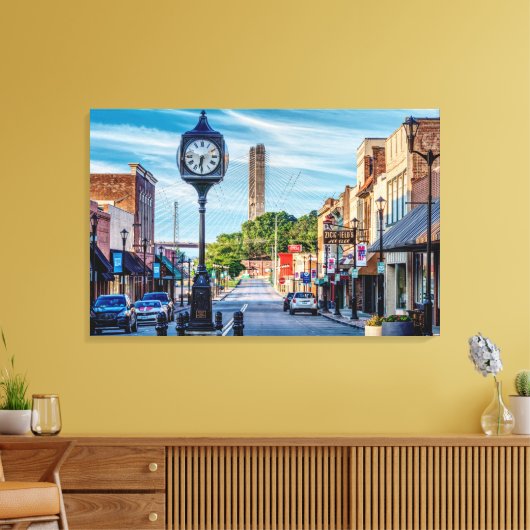 Klok in het centrum van Cape Girardeau Canvas Afdruk (Insitu (Woonkamer))