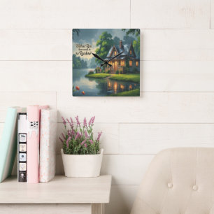 Klok-Inspirerend wandklok. Vierkante Klok