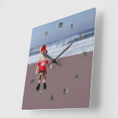 Klok - Kerstman op de strand (Hoek)